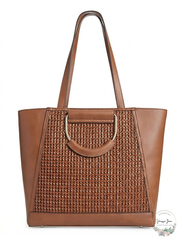 Inc Ajae Bangle Crochet Tote, Tan/Gold