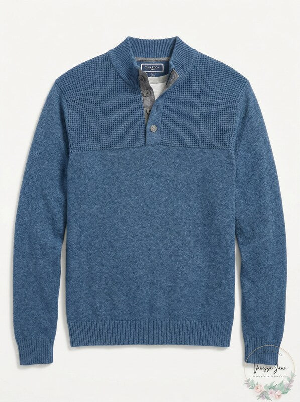 Club Room Mens Ribbed Four-Button Sweater, Size Large