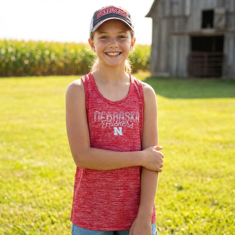Champion NCAA Nebraska Cornhuskers Girls Tank Top with Scoop Neck, Size Large