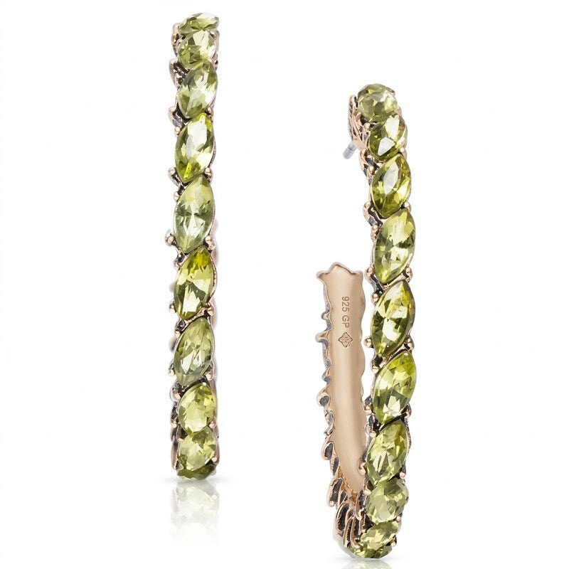 Charter Club Gold-Tone Medium Navette-Stone Open Hoop Earrings