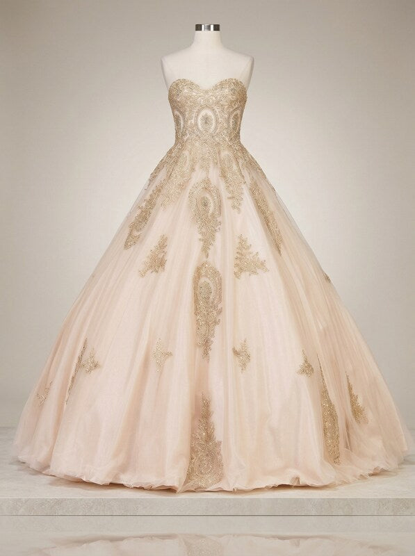 Dancing Queen Juniors Rhinestone Appliqué Gown, XL/Blush