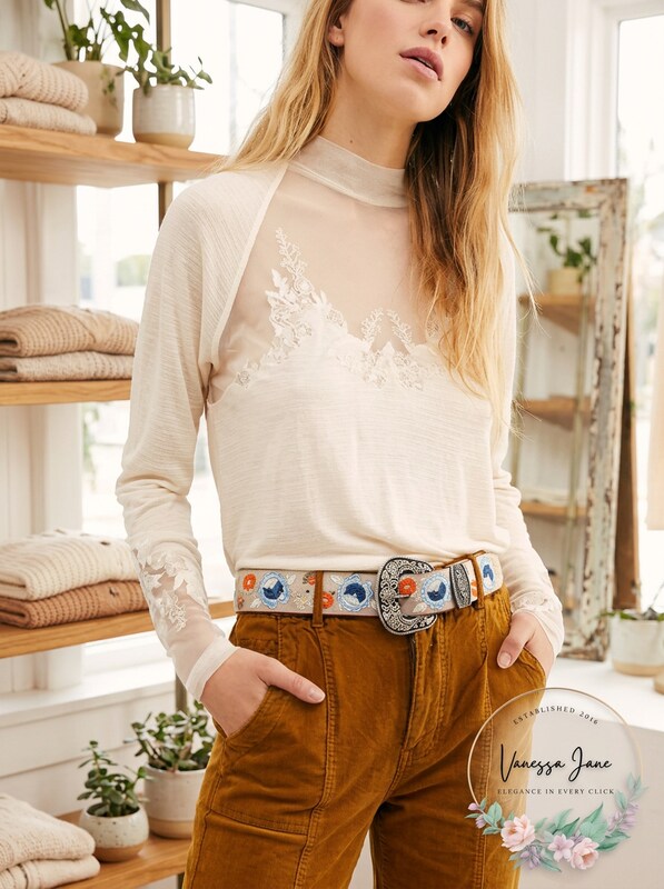 Free People SAHELI TOP Mesh Embroidery Ivory, Size XS