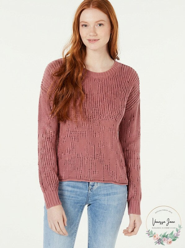 OhMG! Juniors Ribbon-Back Pullover Sweater, Size Medium
