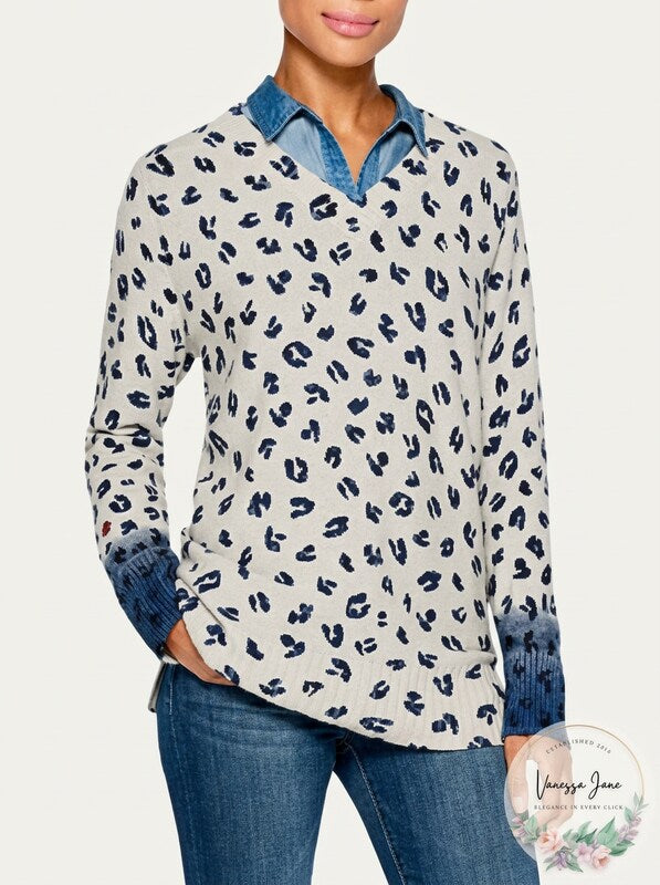 NIC+ZOE  Vital Ii Animal Sweater, Size XXL