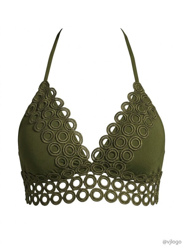 Becca Siren Halter Top in Bayleaf 583187-BAY Green, Size Small