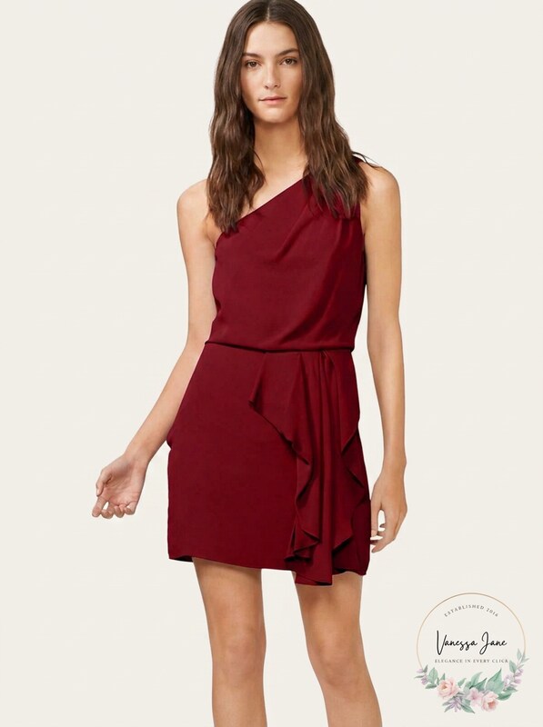 Halston Heritage Women's One Shoulder Mini Party Dress, Size 4