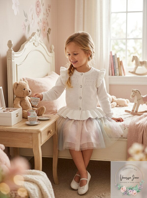 Blueberi Boulevard Little Girls Ruffled Cardigan, Size 5