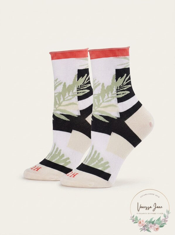 Hue Womens Floral Crew Socks