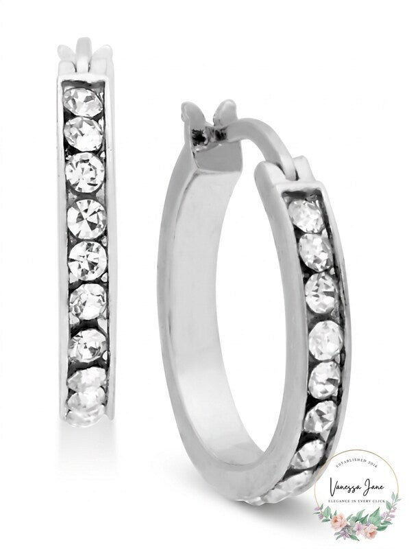 Essentials Small Fine Crystal Small Hoop Earrings