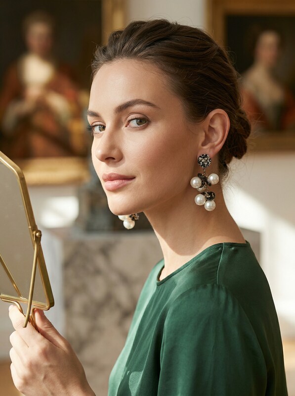 Inc Gold-Tone Flecked Disc and Imitation Pearl Drop Earrings