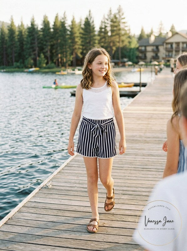 Monteau Big Girls Tie Waist and Pom Poms at Hem Shorts, Size XL