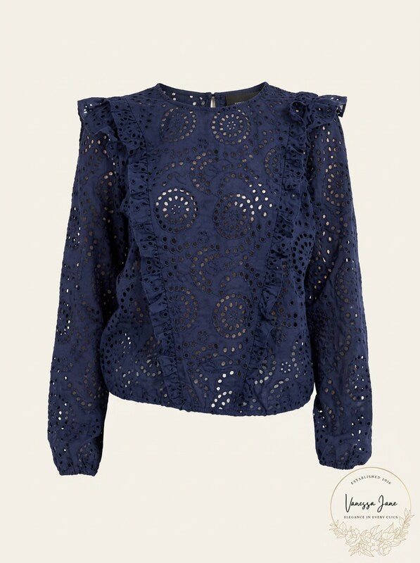 INC Ruffled Eyelet Top, Size XL