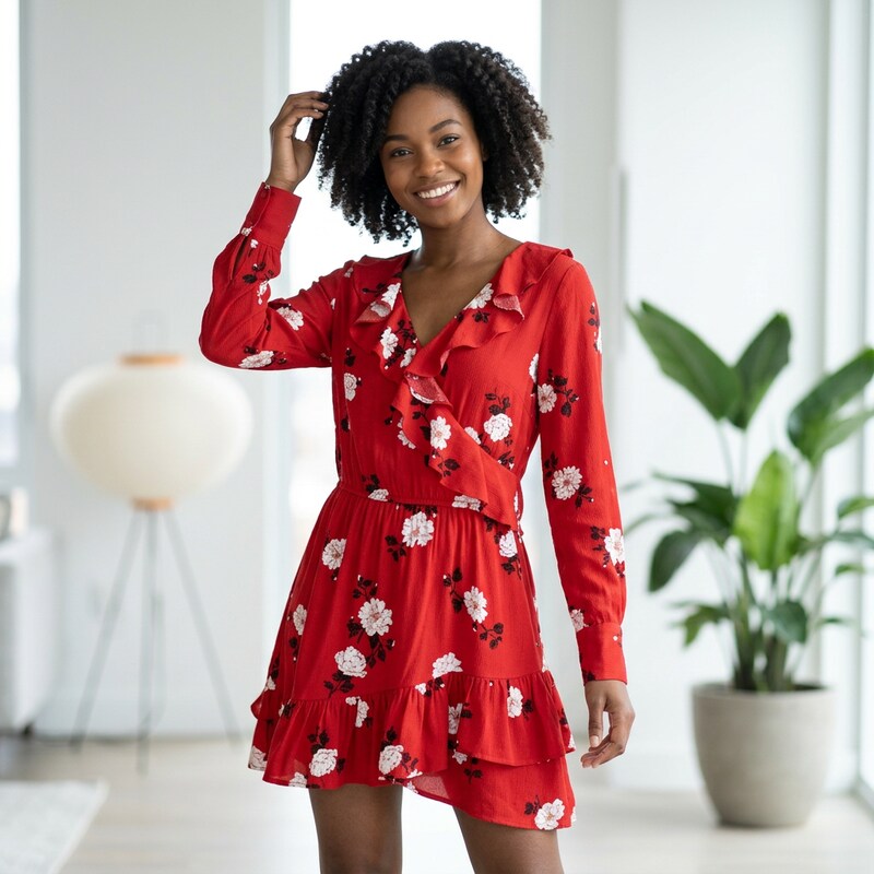 American Rag Juniors Floral Faux Wrap Dress, Size Small