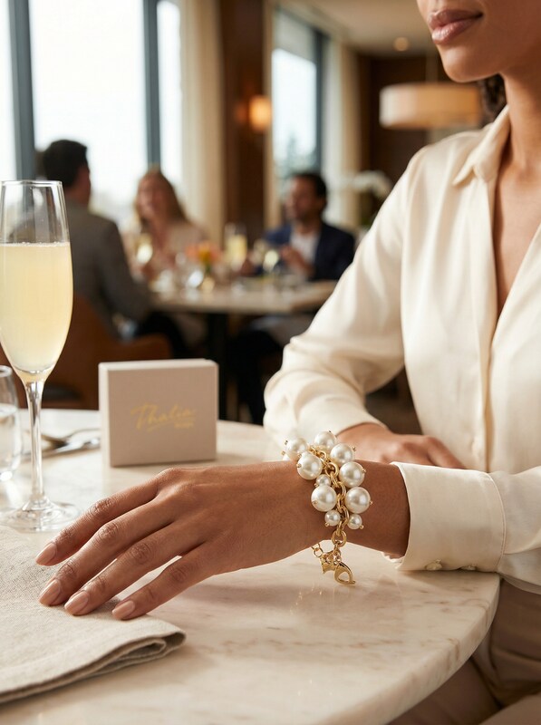 Thalia Sodi Gold-Tone Shaky Imitation Pearl Link Bracelet