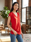I.n.c. Women's Inverted-Pleat V-Neck Top, Size Medium
