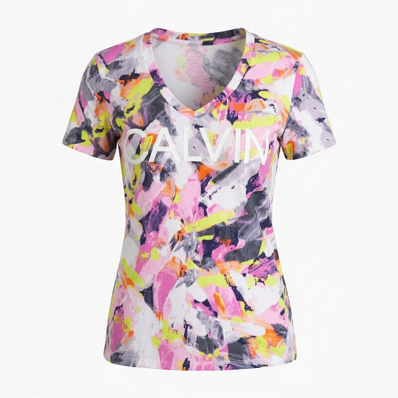 Calvin Klein Performance Plus Size V-Neck Printed Logo T-Shirt, Size 1X