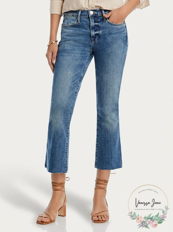 Frame Le High Rise Crop Flare Jeans in Cairo, Size 24