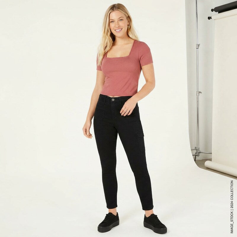Gypsies & Moondust Juniors Ribbed Crop Top,Size Large