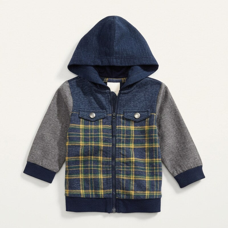 First Impressions Boys Hooded Patchwork Jacket, Size 12Months