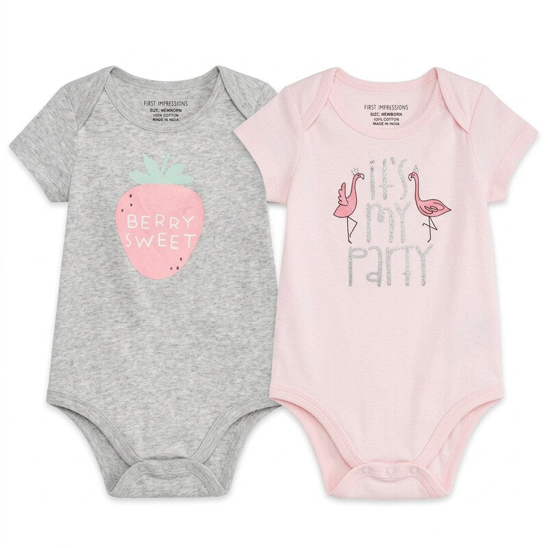 First Impressions Baby Girls Its My Party Graphic Bodysuit, 2Pack, Size Newborn