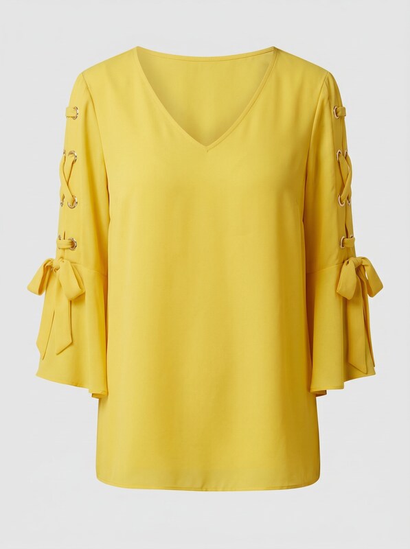 Thalia Sodi Grommet-Sleeve Blouse Yellow, Size Small