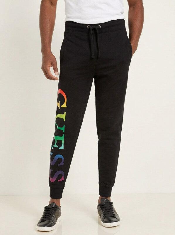 Guess Mens Arthur Ombre Rainbow Logo Joggers, Size XXL