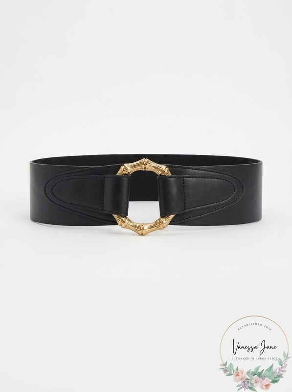 I.N.C. Bamboo Buckle Faux Leather Stretch Belt, Size M-L