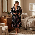 I.N.C. Women's Plus Size Printed Velvet Wrap Robe, Size 3X