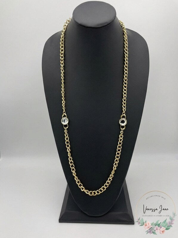 Charter Club Crystal and Large Link 36inches Strand Necklace