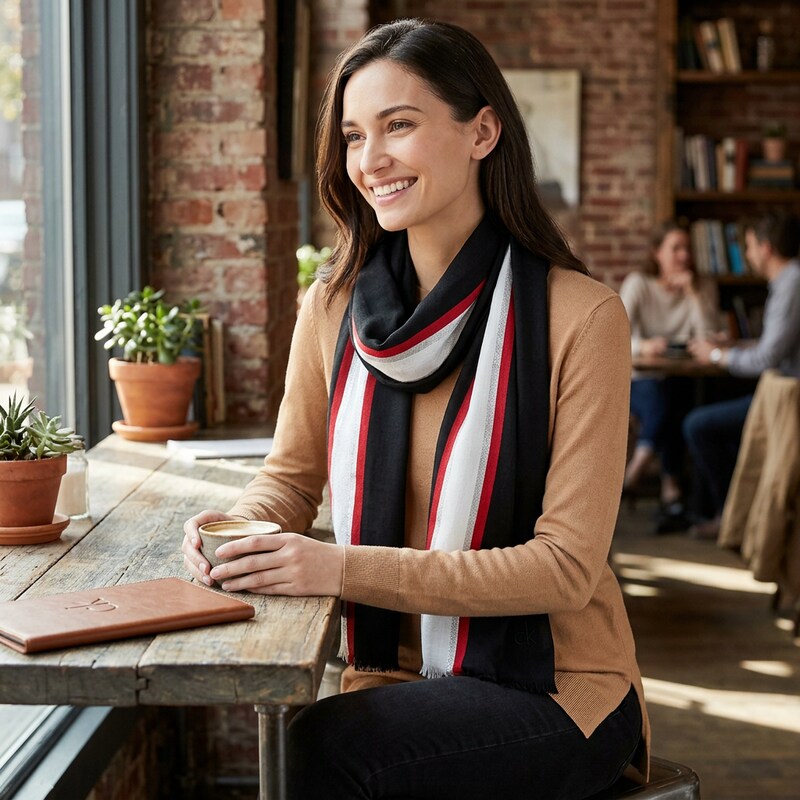 Calvin Klein Varsity-Stripe Lightweight Scarf One Size
