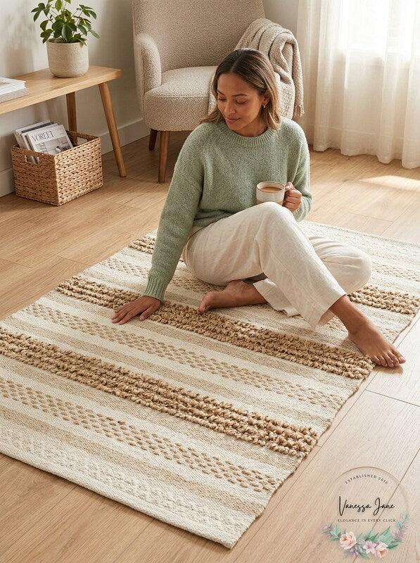Vcny Home Cotton Jute Tufted Flatweave Scatter Rug – 27 x 45