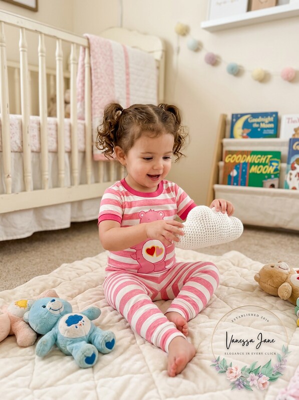 MJC International Girls Love-a-Lot Bear Stripe Pajama Toddler Set, Size 4T