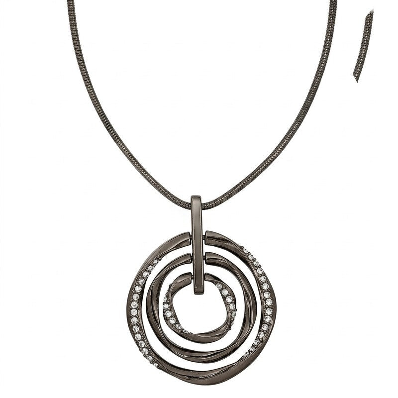 Alfani Hematite-Tone Pave Multi-Circle Pendant Necklace