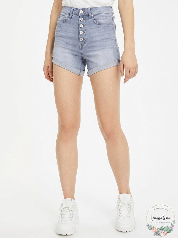 Celebrity Pink Juniors Curvy-Fit Cuffed Denim Shorts, Size 5