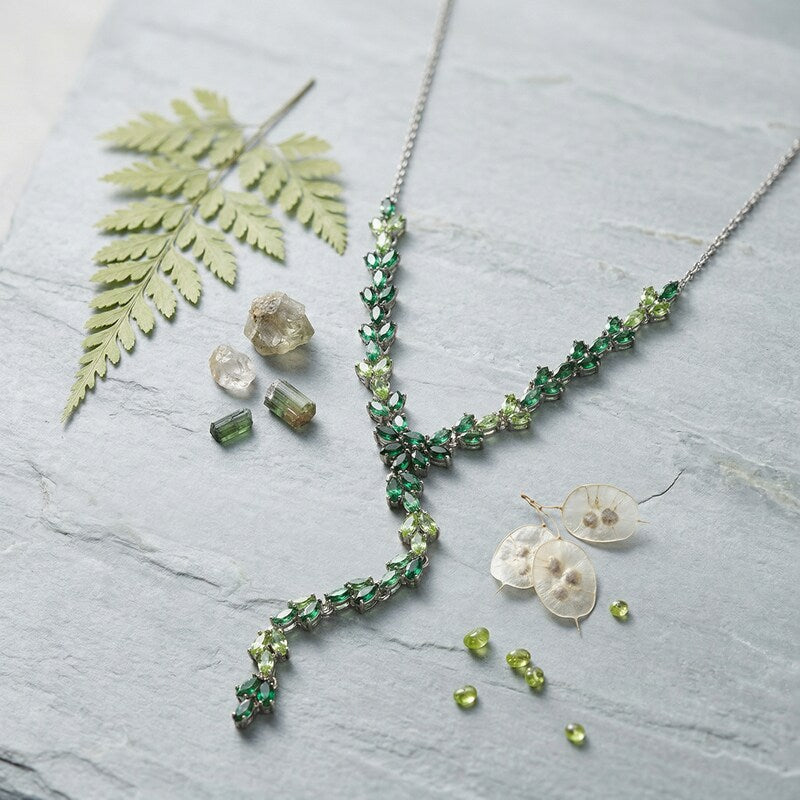 Inc Silver-Tone Stone Lariat Necklace