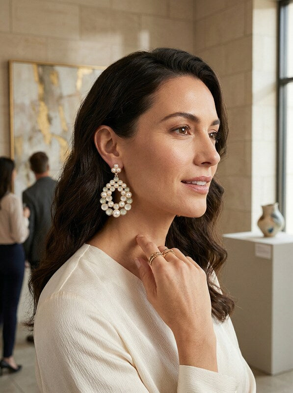 Inc Gold-Tone Imitation Pearl Cluster Drop Earrings