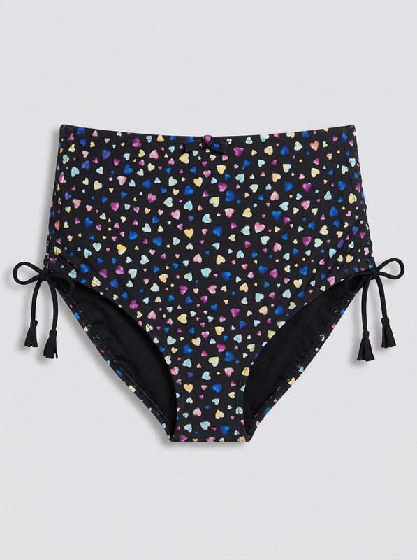 Salt + Cove Juniors Hearts Printed High-Waist Bikini Bottoms, Size Medium