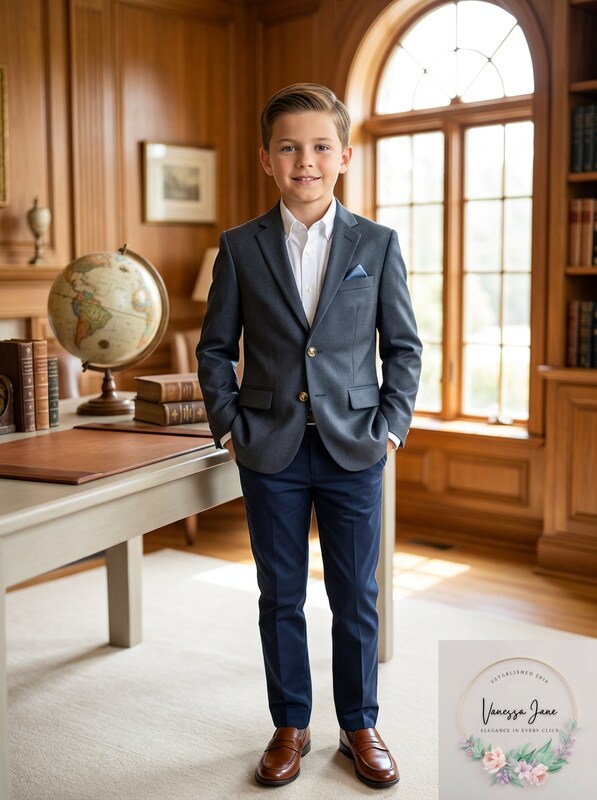 LAUREN Ralph Lauren Kids Classic Suit Separate Jacket, 8R/Navy