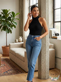 Aqua Mock Neck Sleeveless Bodysuit