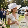 Josette Womens Church Micro Brim Organza Cloche Sun Dressy Hat White