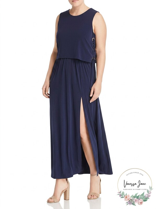 MICHAEL Michael Kors Womens Tie-Shoulder Ruffled MIDI Dress, Size 2X