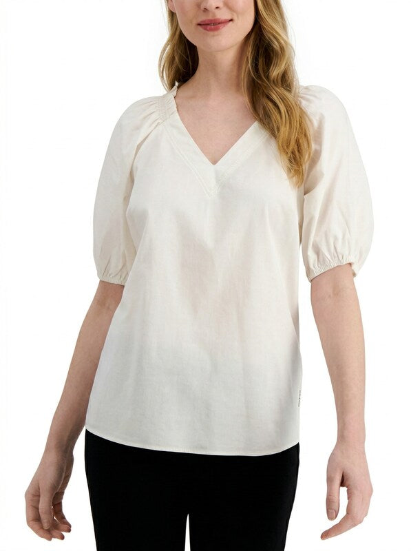 Alfani Smocked-Shoulder Top, Size Medium