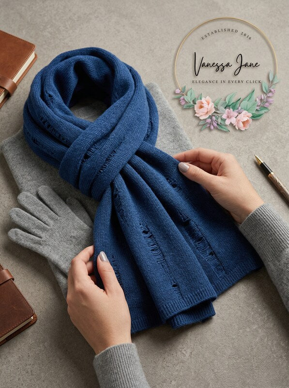 Aqua Distressed Cashmere Scarf