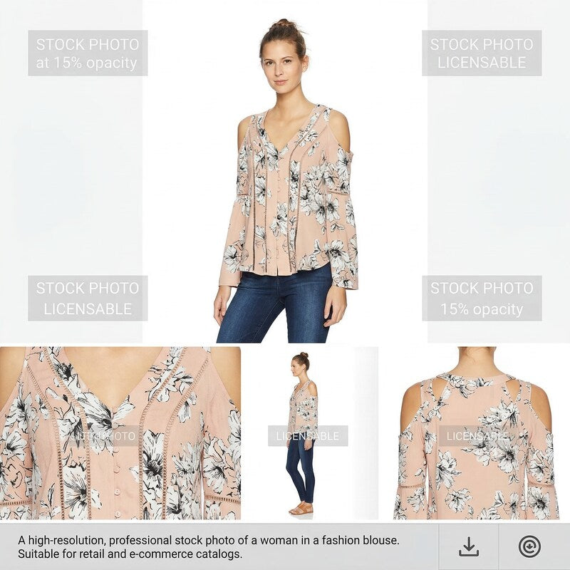 Blu Pepper Womens Cold Shoulder Button Down Top, Size Large
