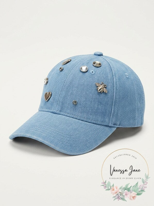 August Hats Womens Charms Denim Baseball Cap Blue, One Size