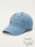 August Hats Womens Charms Denim Baseball Cap Blue, One Size