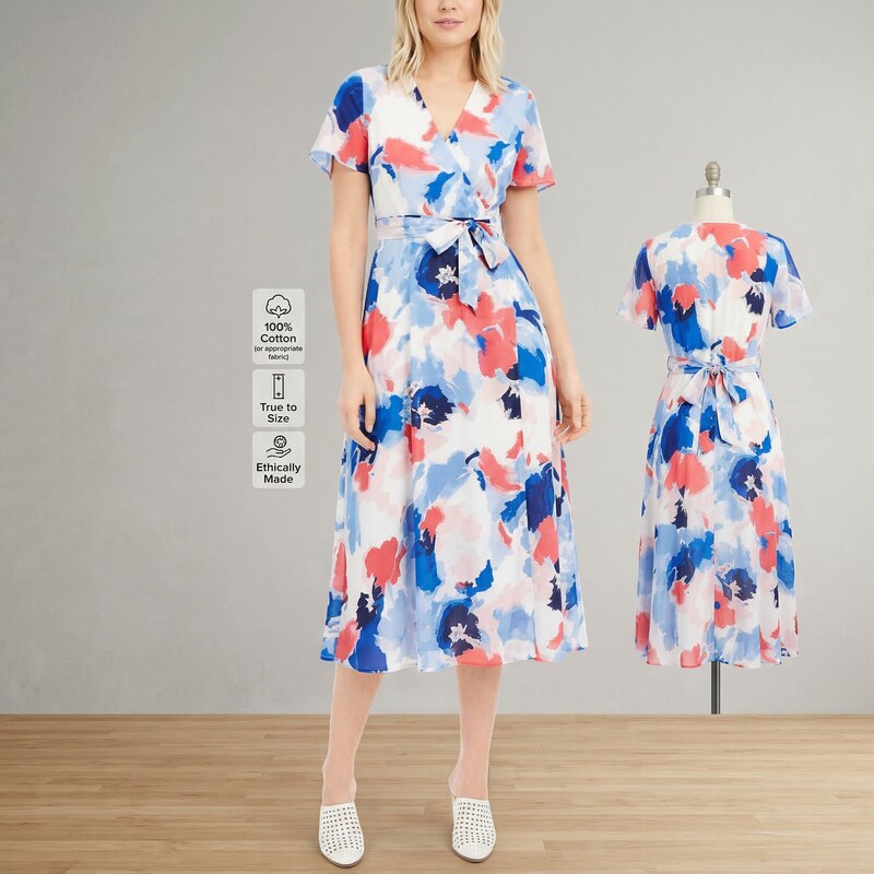 Alfani Printed Asymmetrical Wrap Dress,Size 6