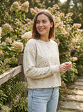 Circle X All Over Floral Sweatshirt Oatmeal, Size Large
