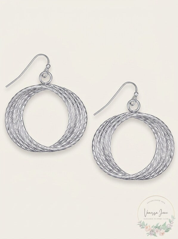 Thalia Sodi Silver-Tone Multi-Ring Medium 1.3 Drop Hoop Earrings