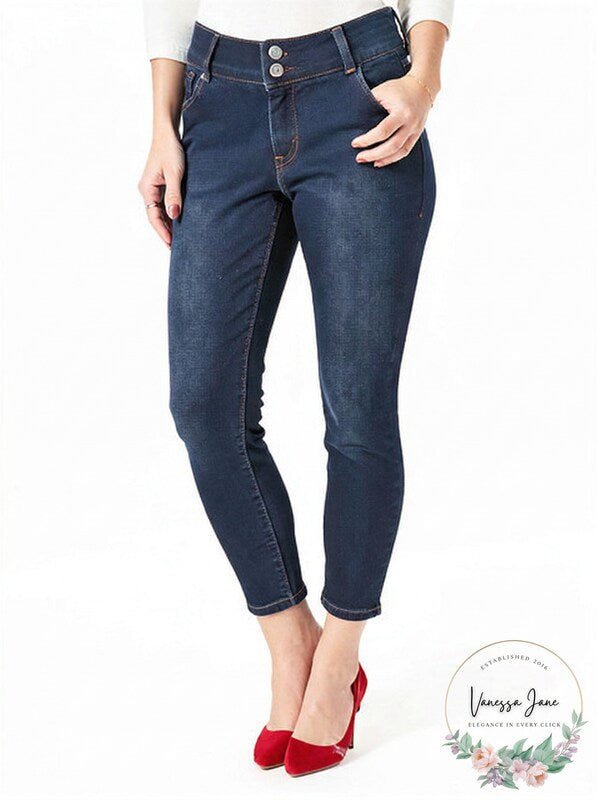 Thalia Sodi Women's Double-Button Skinny Ankle Jeans, Indigo, Size 4